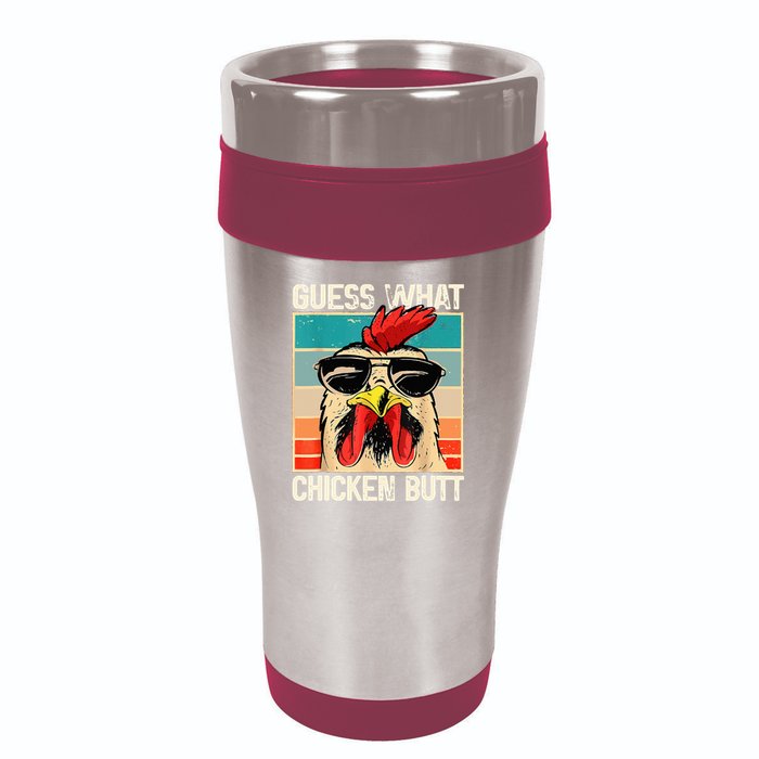 Guess What Chicken Butt Funny Chicken Meme 16oz Travel Tumbler