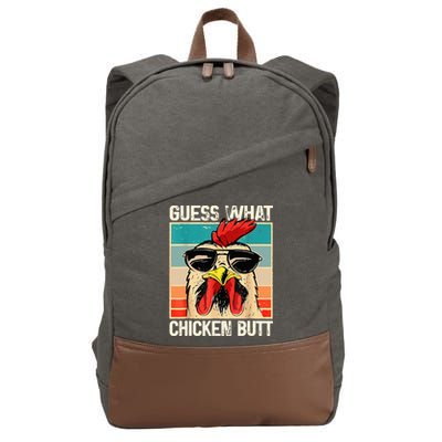 Guess What Chicken Butt Funny Chicken Meme Cotton Canvas Backpack