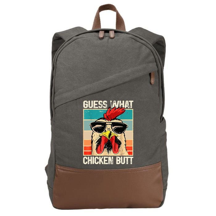 Guess What Chicken Butt Funny Chicken Meme Cotton Canvas Backpack