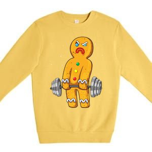 Gingerbread Weightlifting Christmas Fitness Gym Deadlift Gift Premium Crewneck Sweatshirt