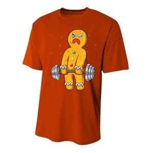 Gingerbread Weightlifting Christmas Fitness Gym Deadlift Gift Performance Sprint T-Shirt