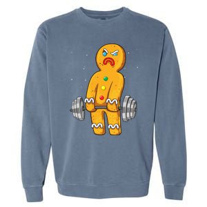 Gingerbread Weightlifting Christmas Fitness Gym Deadlift Gift Garment-Dyed Sweatshirt