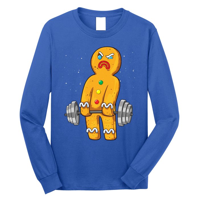 Gingerbread Weightlifting Christmas Fitness Gym Deadlift Gift Long Sleeve Shirt