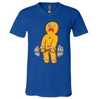 Gingerbread Weightlifting Christmas Fitness Gym Deadlift Gift V-Neck T-Shirt