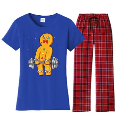 Gingerbread Weightlifting Christmas Fitness Gym Deadlift Gift Women's Flannel Pajama Set