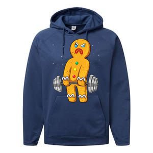 Gingerbread Weightlifting Christmas Fitness Gym Deadlift Gift Performance Fleece Hoodie