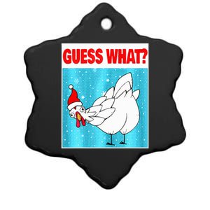 Guess What Chicken Butt Funny Egg Chicken Farmer Christmas  Ceramic Star Ornament