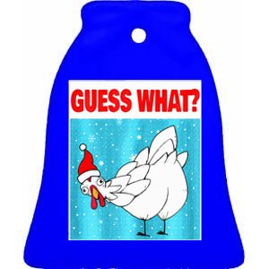 Guess What Chicken Butt Funny Egg Chicken Farmer Christmas  Ceramic Bell Ornament