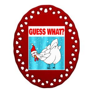 Guess What Chicken Butt Funny Egg Chicken Farmer Christmas  Ceramic Oval Ornament