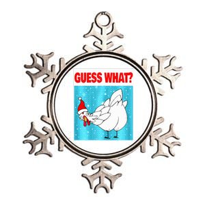 Guess What Chicken Butt Funny Egg Chicken Farmer Christmas  Metallic Star Ornament