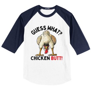 Guess What Chicken Butt Funny Chicken Gifts Chicken Stuff Baseball Sleeve Shirt