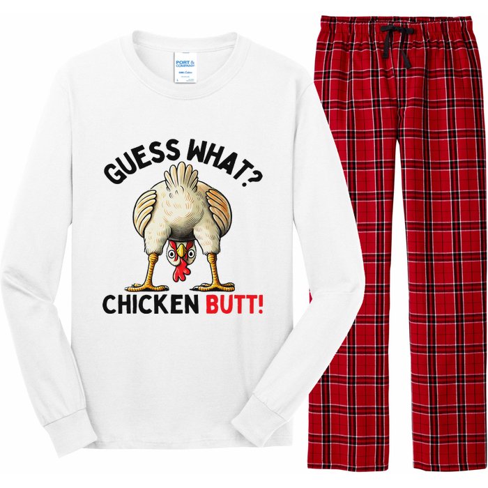 Guess What Chicken Butt Funny Chicken Gifts Chicken Stuff Long Sleeve Pajama Set