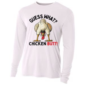 Guess What Chicken Butt Funny Chicken Gifts Chicken Stuff Cooling Performance Long Sleeve Crew