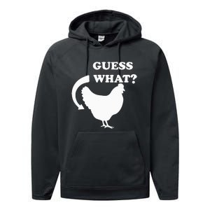 Guess What Chicken Butt Funny White Design Jokes Joking Performance Fleece Hoodie