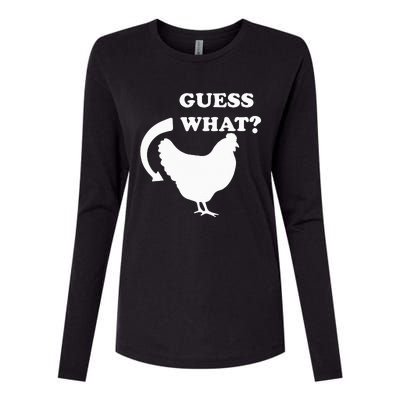 Guess What Chicken Butt Funny White Design Jokes Joking Womens Cotton Relaxed Long Sleeve T-Shirt