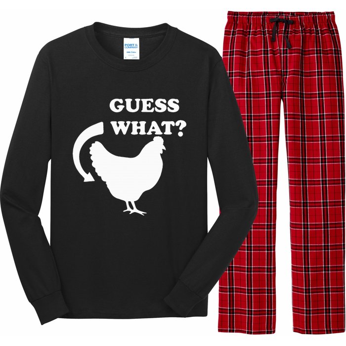 Guess What Chicken Butt Funny White Design Jokes Joking Long Sleeve Pajama Set