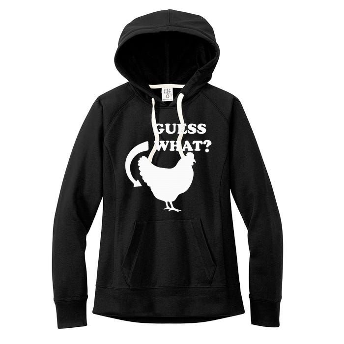 Guess What Chicken Butt Funny White Design Jokes Joking Women's Fleece Hoodie