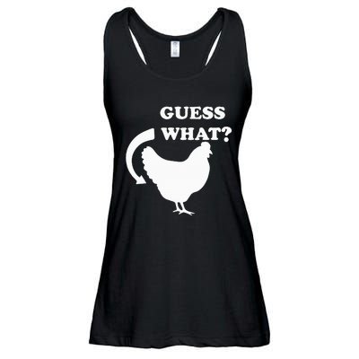 Guess What Chicken Butt Funny White Design Jokes Joking Ladies Essential Flowy Tank