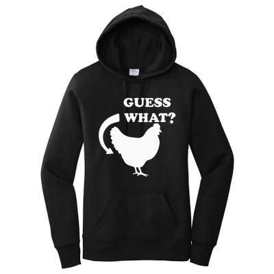 Guess What Chicken Butt Funny White Design Jokes Joking Women's Pullover Hoodie