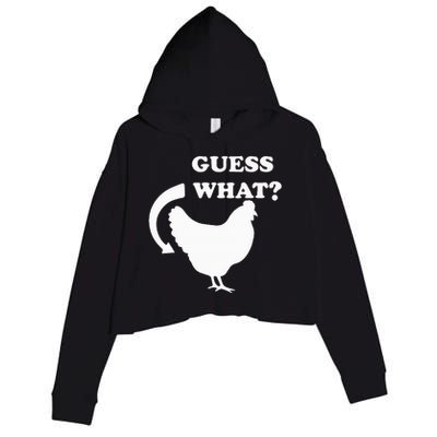 Guess What Chicken Butt Funny White Design Jokes Joking Crop Fleece Hoodie