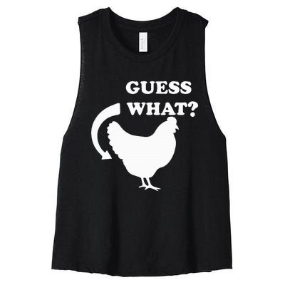 Guess What Chicken Butt Funny White Design Jokes Joking Women's Racerback Cropped Tank