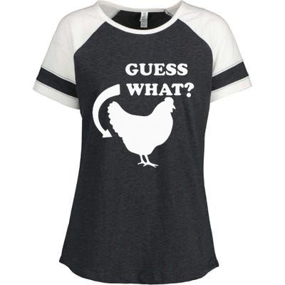 Guess What Chicken Butt Funny White Design Jokes Joking Enza Ladies Jersey Colorblock Tee