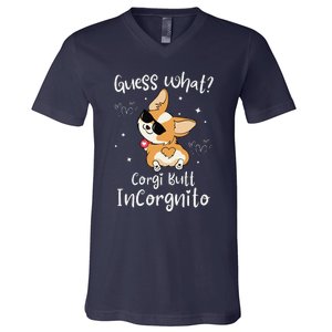 Guess What Corgi Butt Incorgnito Funny Pun Corgi Dog V-Neck T-Shirt