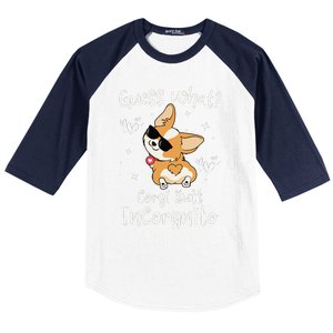 Guess What Corgi Butt Incorgnito Funny Pun Corgi Dog Baseball Sleeve Shirt