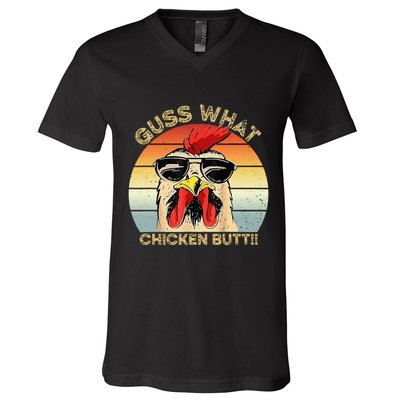 Guess What Chicken Butt Funny Chicken Meme V-Neck T-Shirt