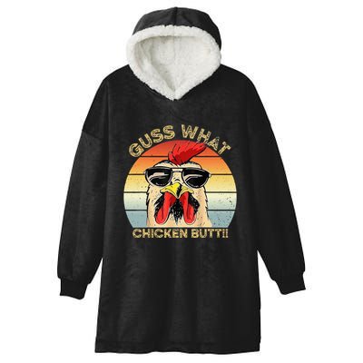 Guess What Chicken Butt Funny Chicken Meme Hooded Wearable Blanket
