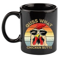 Guess What Chicken Butt Funny Chicken Meme 11oz C Handle Ceramic Mug
