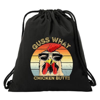 Guess What Chicken Butt Funny Chicken Meme Drawstring Bag