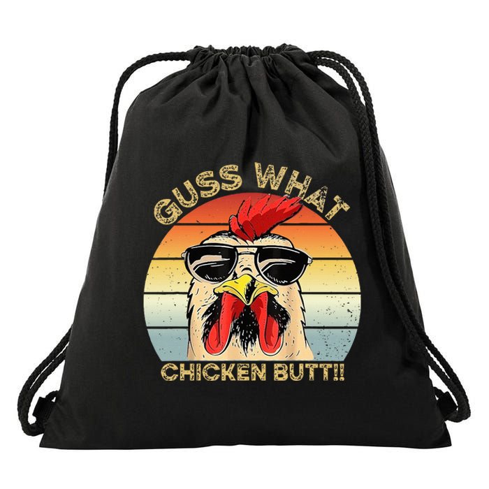 Guess What Chicken Butt Funny Chicken Meme Drawstring Bag