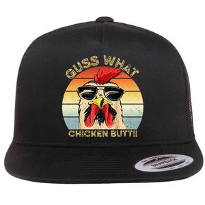 Guess What Chicken Butt Funny Chicken Meme Flat Bill Trucker Hat