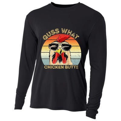 Guess What Chicken Butt Funny Chicken Meme Cooling Performance Long Sleeve Crew