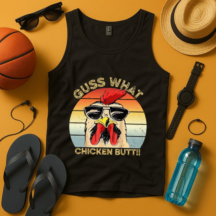 Guess What Chicken Butt Funny Chicken Meme Tank Top