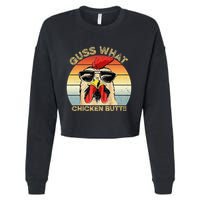 Guess What Chicken Butt Funny Chicken Meme Cropped Pullover Crew