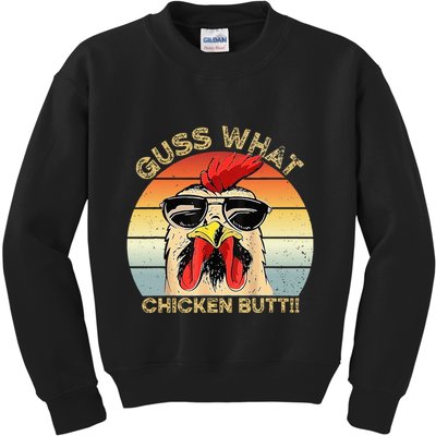 Guess What Chicken Butt Funny Chicken Meme Kids Sweatshirt