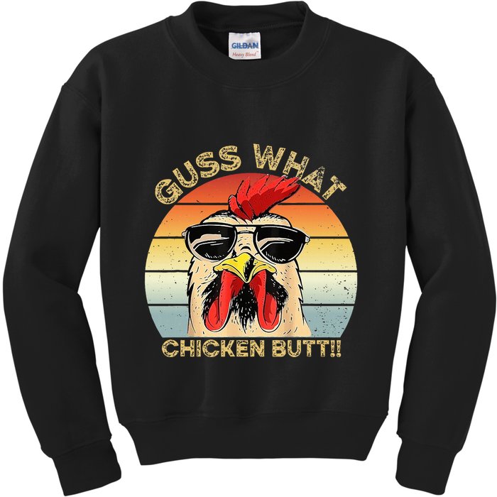 Guess What Chicken Butt Funny Chicken Meme Kids Sweatshirt