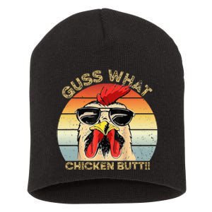 Guess What Chicken Butt Funny Chicken Meme Short Acrylic Beanie