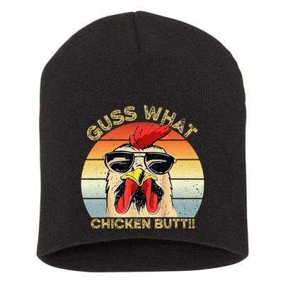 Guess What Chicken Butt Funny Chicken Meme Short Acrylic Beanie