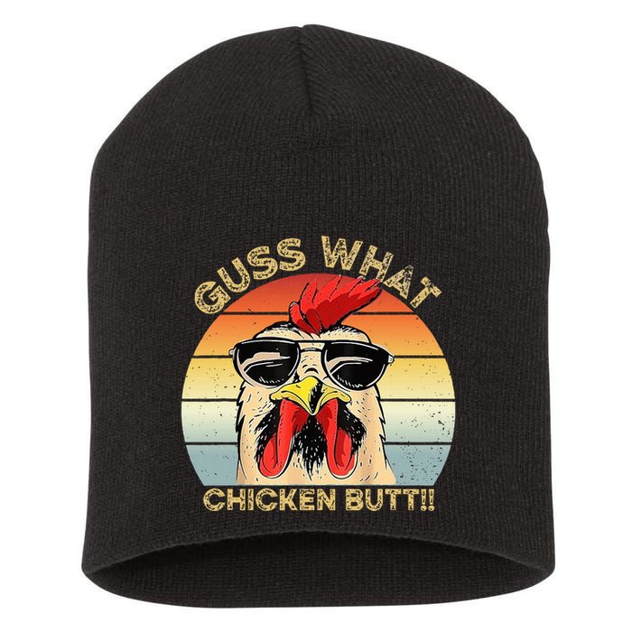 Guess What Chicken Butt Funny Chicken Meme Short Acrylic Beanie