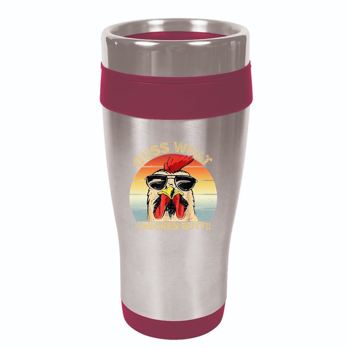Guess What Chicken Butt Funny Chicken Meme 16oz Travel Tumbler