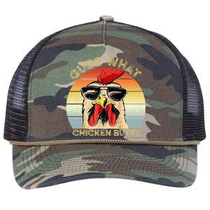 Guess What Chicken Butt Funny Chicken Meme Retro Rope Trucker Hat Cap