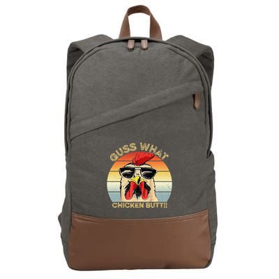 Guess What Chicken Butt Funny Chicken Meme Cotton Canvas Backpack