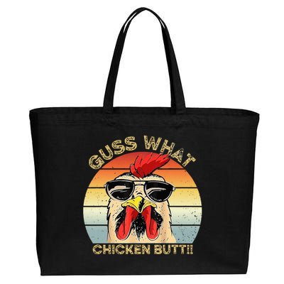 Guess What Chicken Butt Funny Chicken Meme Cotton Canvas Jumbo Tote