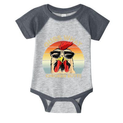 Guess What Chicken Butt Funny Chicken Meme Infant Baby Jersey Bodysuit