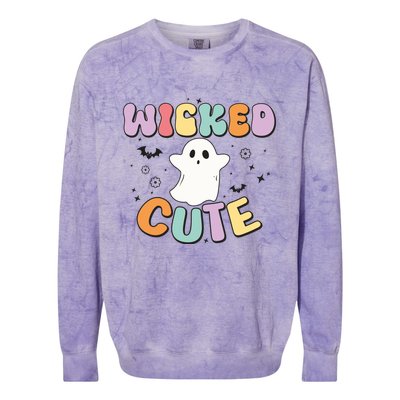 Groovy Wicked Cute Ghost Funny Halloween Spooky Season Colorblast Crewneck Sweatshirt