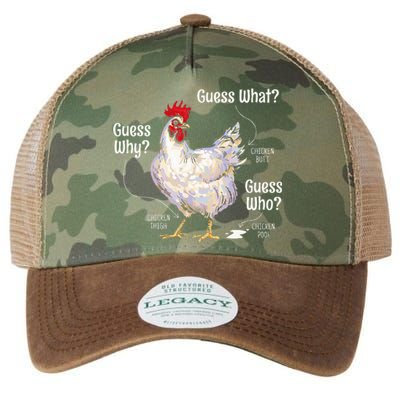 Guess What Chicken Butt Funny Cute Chickens Buffs Lover Legacy Tie Dye Trucker Hat