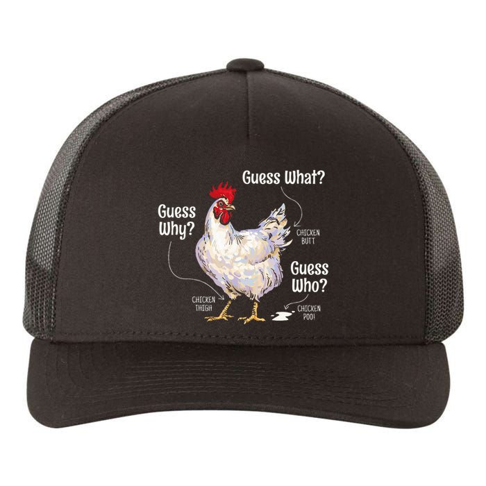 Guess What Chicken Butt Funny Cute Chickens Buffs Lover Yupoong Adult 5-Panel Trucker Hat